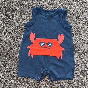 Cute Crab Baby Romper - Blue and Red
